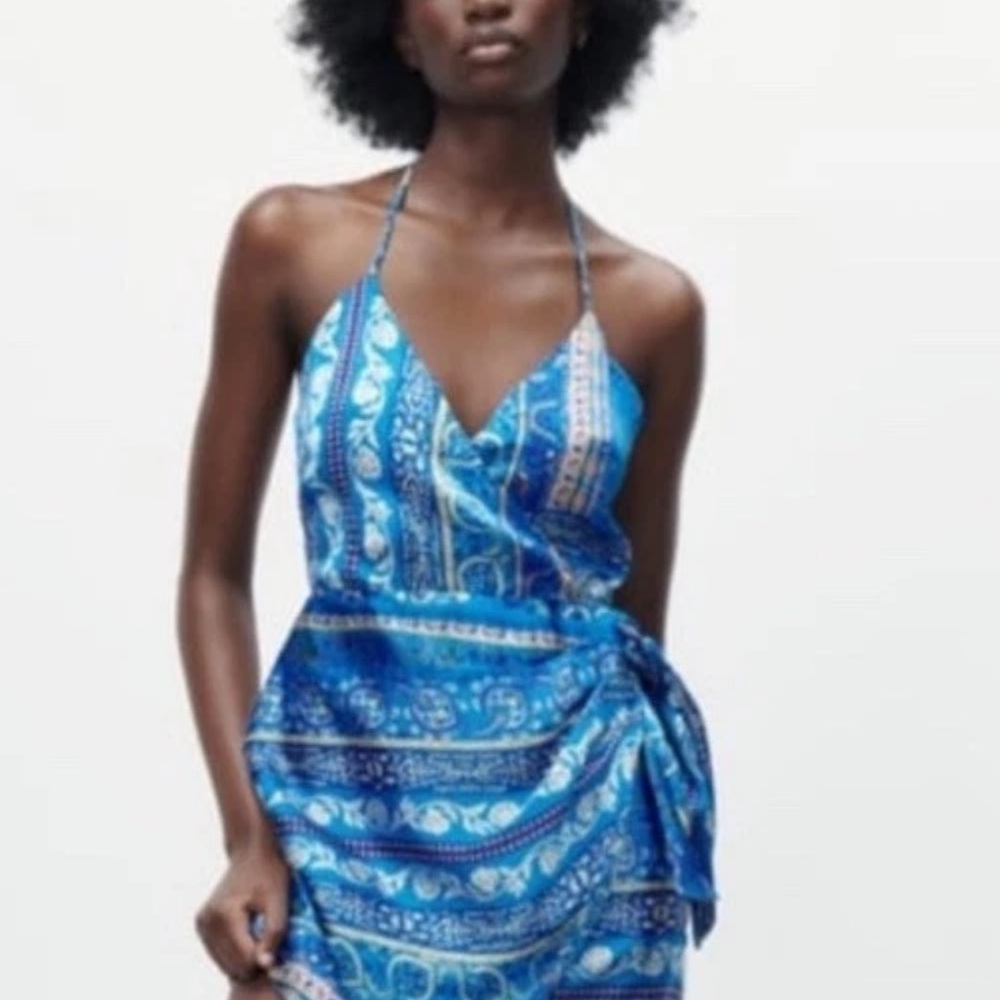 Zara Blue Strappy Mini Dress XS